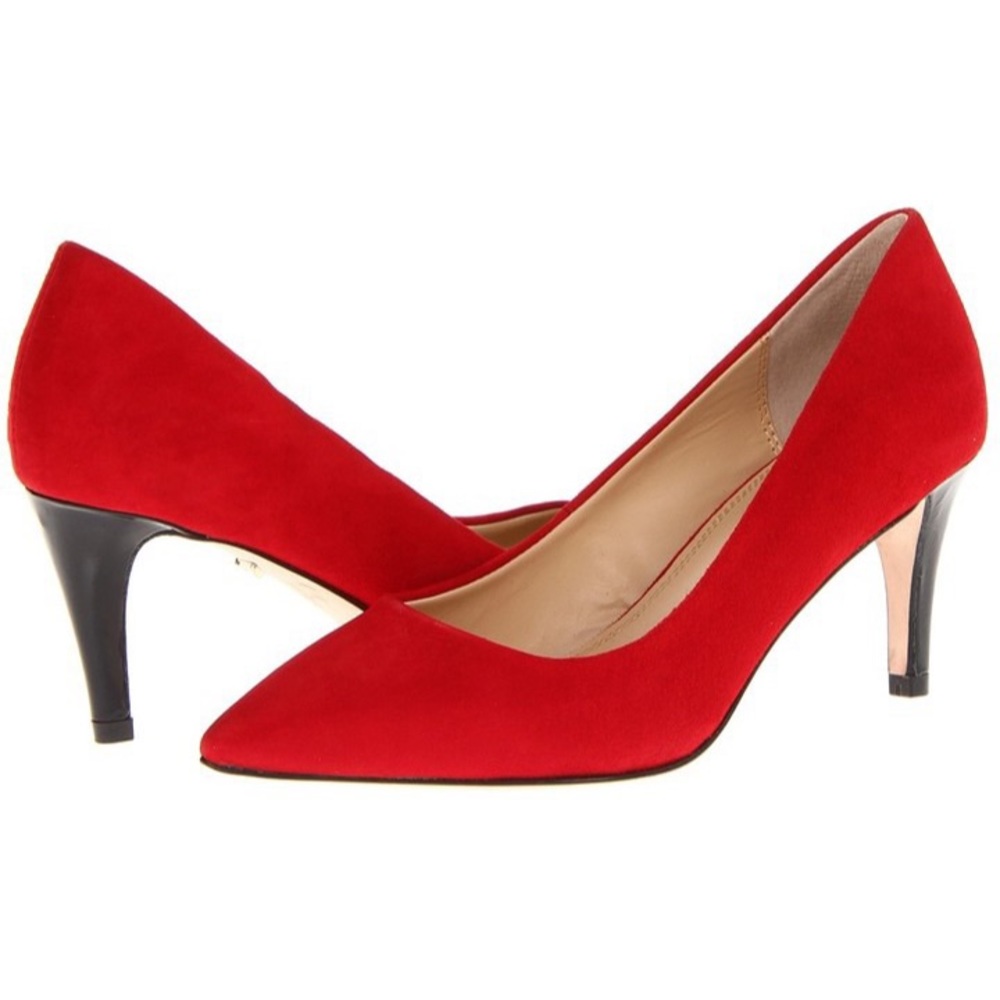 Diane von Furstenberg Red Suede w/ Silver Heels